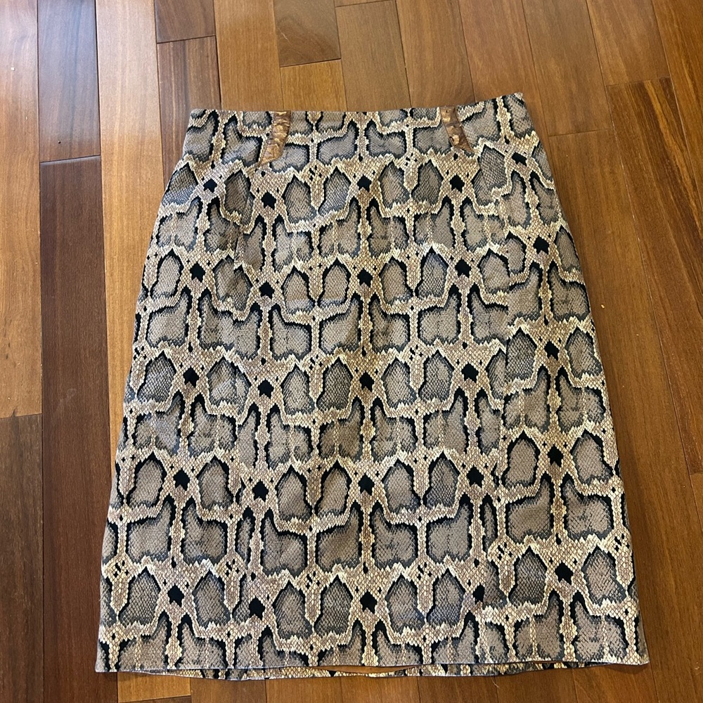 Harve Benard brown snake python animal print Pencil Skirt size 12